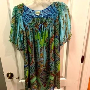 Swim suit cover up. Blue green multi color light weight comfy cozy